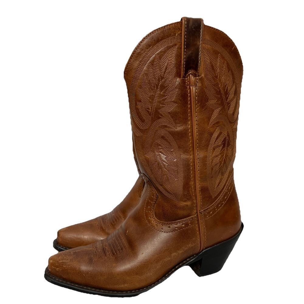 Women's Western Cowgirl Brown Leather X Toe Boots 6M